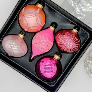 Robert Stanley Home Collection Pink Glitter Glass Ornament Set